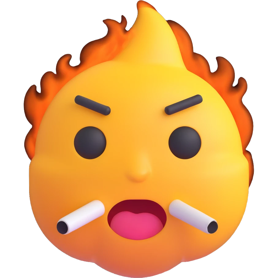 emoji with tired eyes and smoke emoji