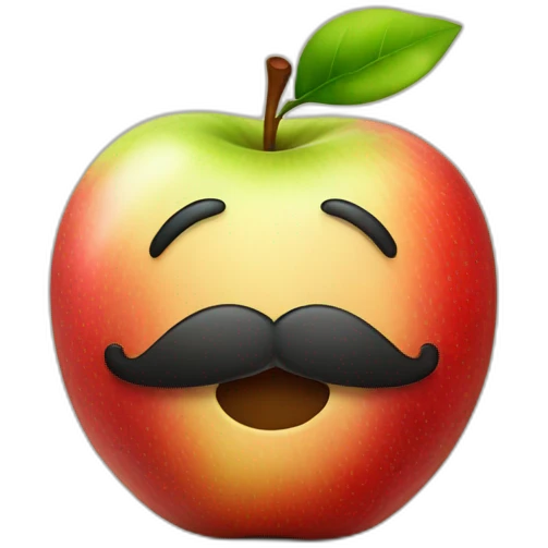 apple with mustache emoji