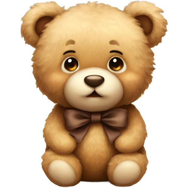 Cute Fluffy teddy bear with brown bow emoji