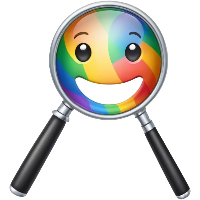 A rainbow holds a magnifier emoji