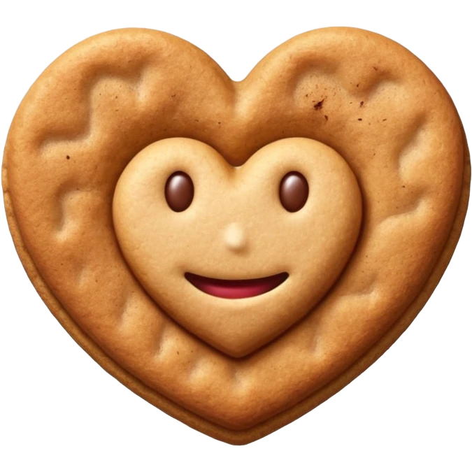 snicker doodle cookie with cinnamon powder on top in a heart shape cookie emoji