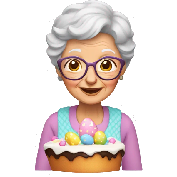 Granny with Easter cake emoji