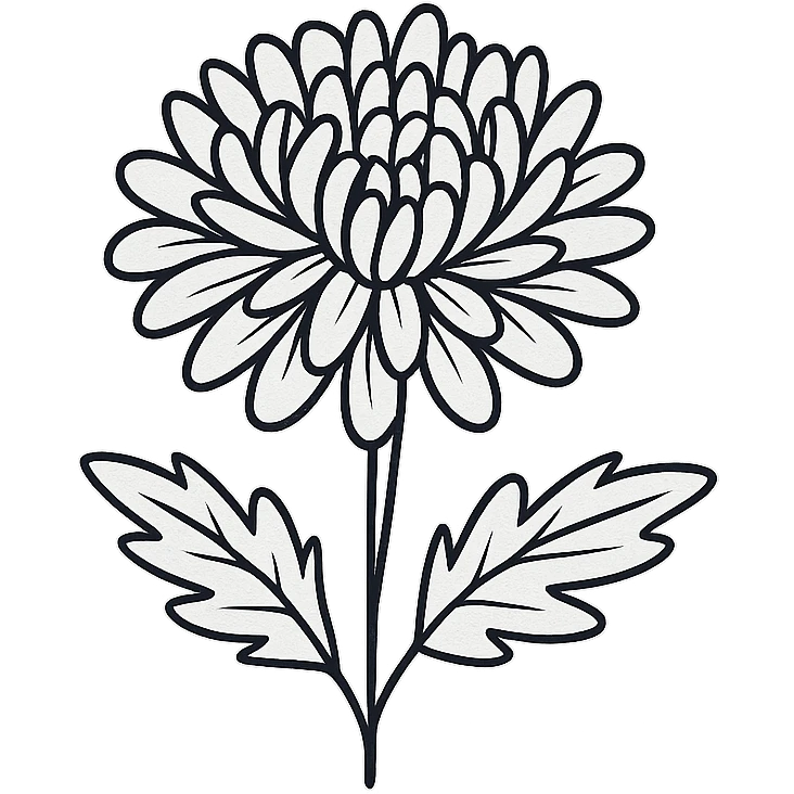 crisantemos hand drawn black outline style emoji
