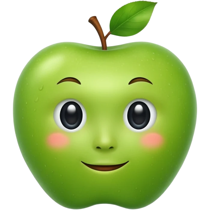 Green apple with face emoji