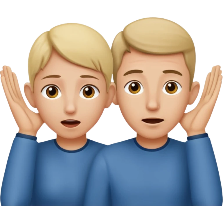 two people cupping their ears to hear a sound emoji