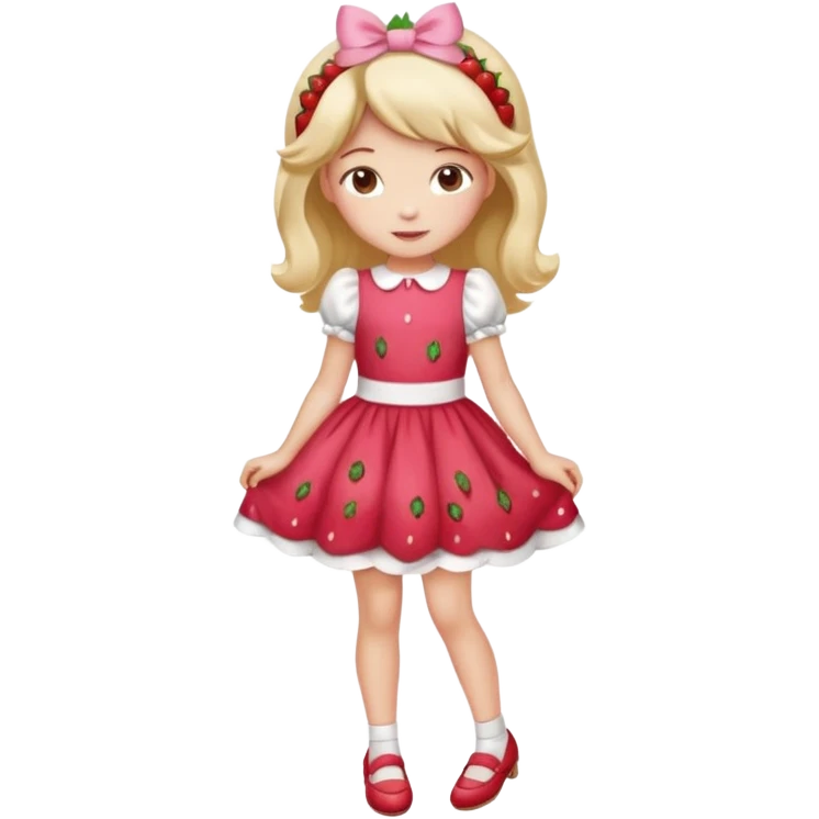 Strawberry shortcake human girl full body and legs with a strawberry barrette on her hair without a cake emoji