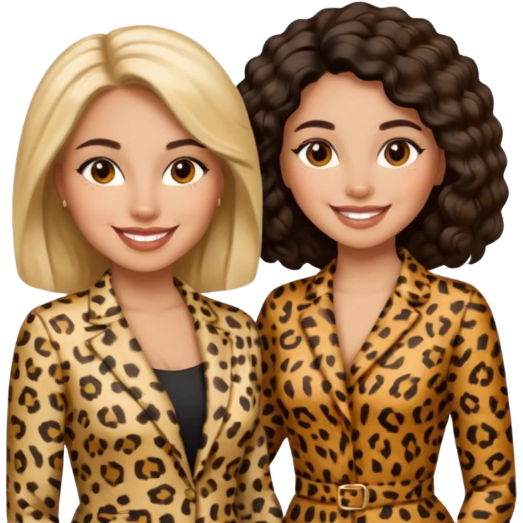 Latina woman and black woman in cheetah print outfit emoji