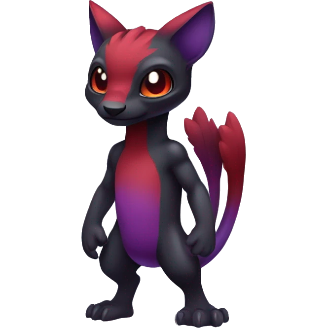 Cute cool dark black red purple animal hybrid Fakemon full body emoji