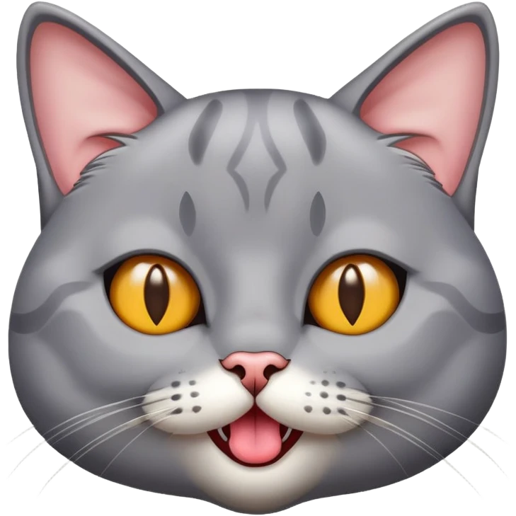 Grey cat cross eyed with tongue out emoji