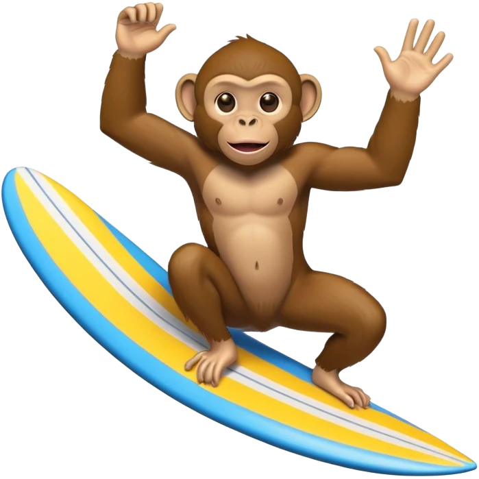 Monkey surfing and holding up 🤙🏾 emoji