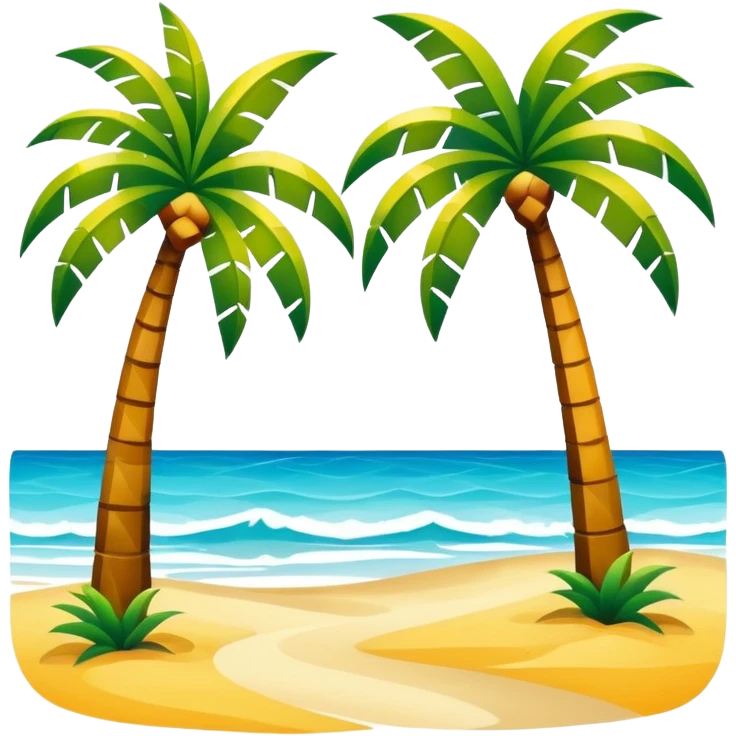 abstract art shapes on the beach with palm trees landscape  emoji