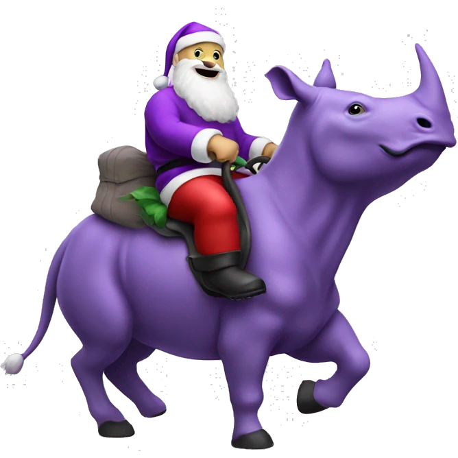 Santa riding a purple rhino emoji