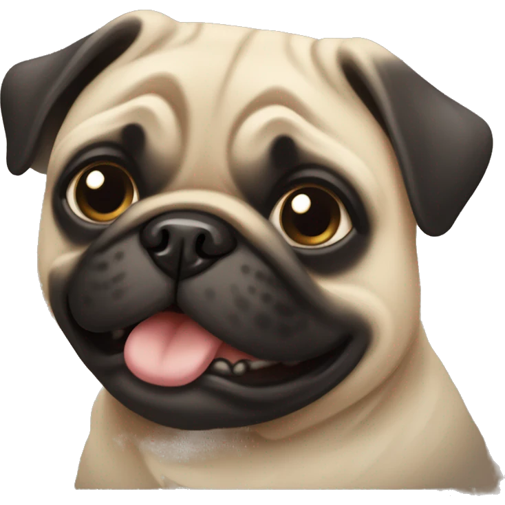A cheerful pug of beige and black color emoji