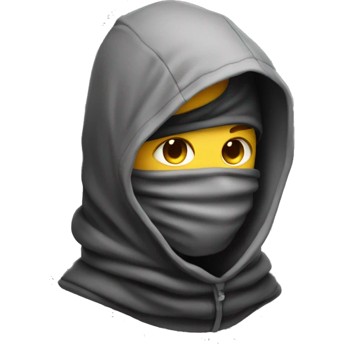 mysterious hooded boy wearing gaiter over face emoji