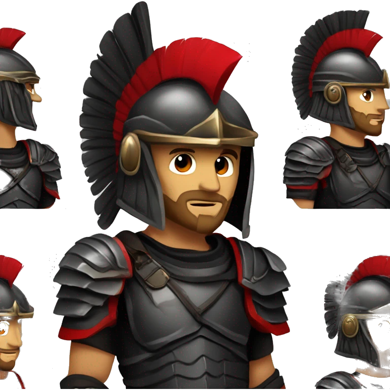 Fantasy spartan warrior male wearing detailed black armor with a red plumed helmet
 emoji