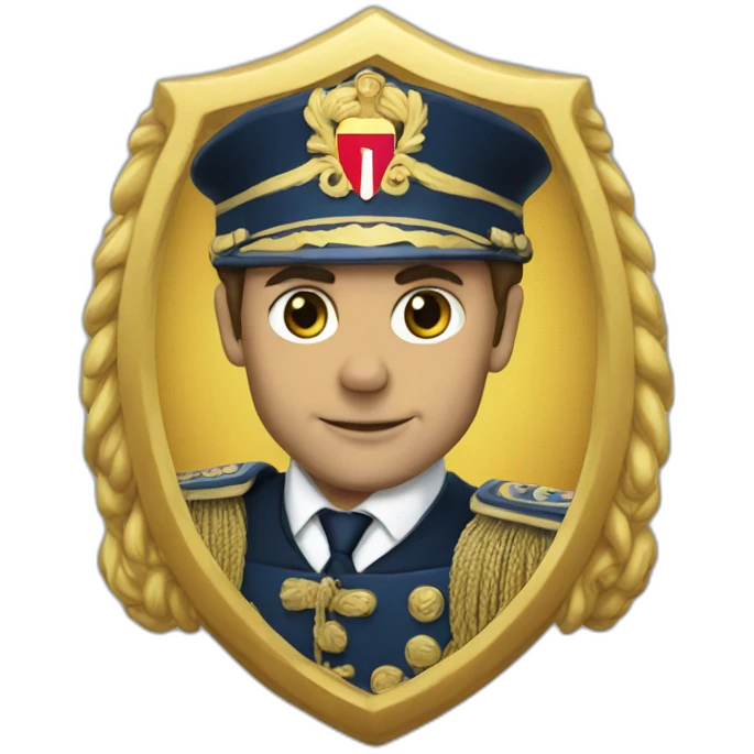 Macron with a crest emoji