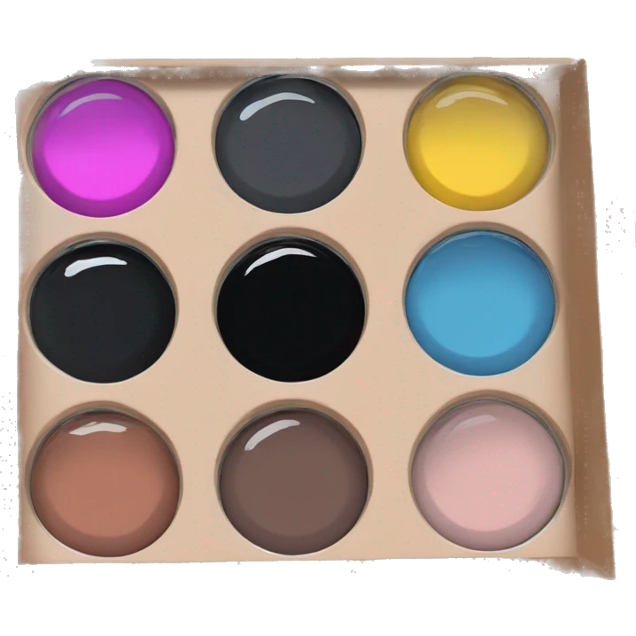 A pallet of eyeshadow with four colors in the black container with mirror emoji