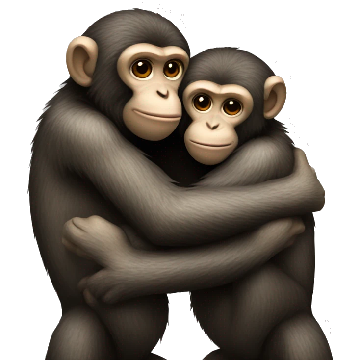 two monkeys hugging emoji