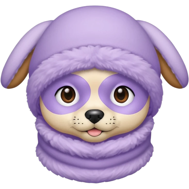 puppy face in a pastel lavender ski mask, face only emoji