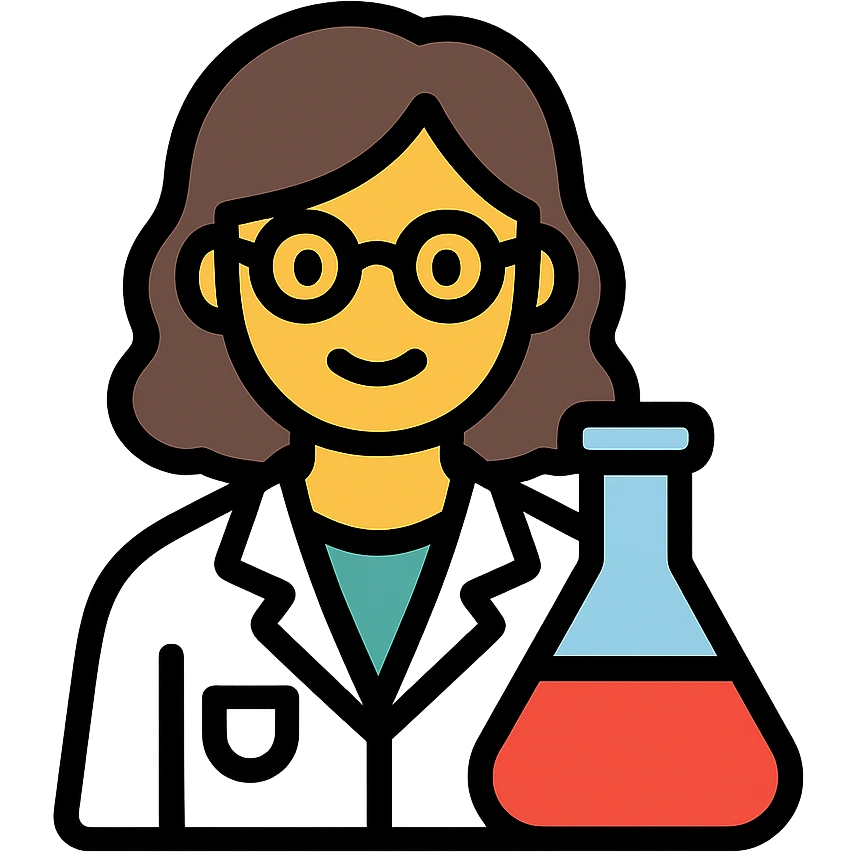 simple colorful icon of a woman scientist emoji