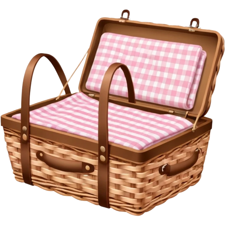 Picnic Basket With Light Pink Gingham Blanket emoji