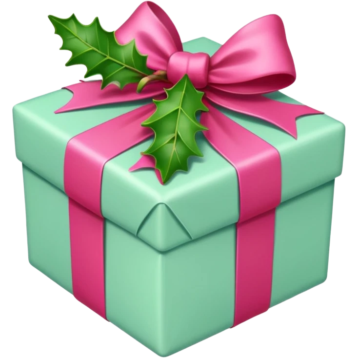 christmas gift with mistletoe magic color and peppermint pink bow emoji
