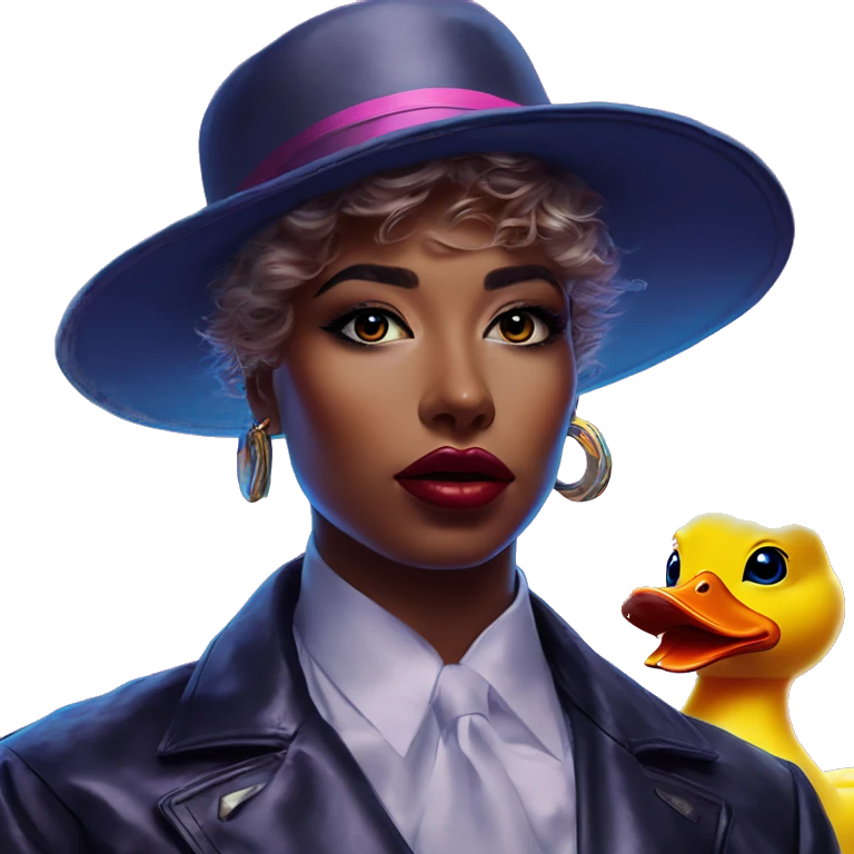 Synthwave rubberduck in Hermes style, oil paint, epic eyes, intricate lips, exquisite pose, beautiful, desirable, logical, Midsommar  emoji