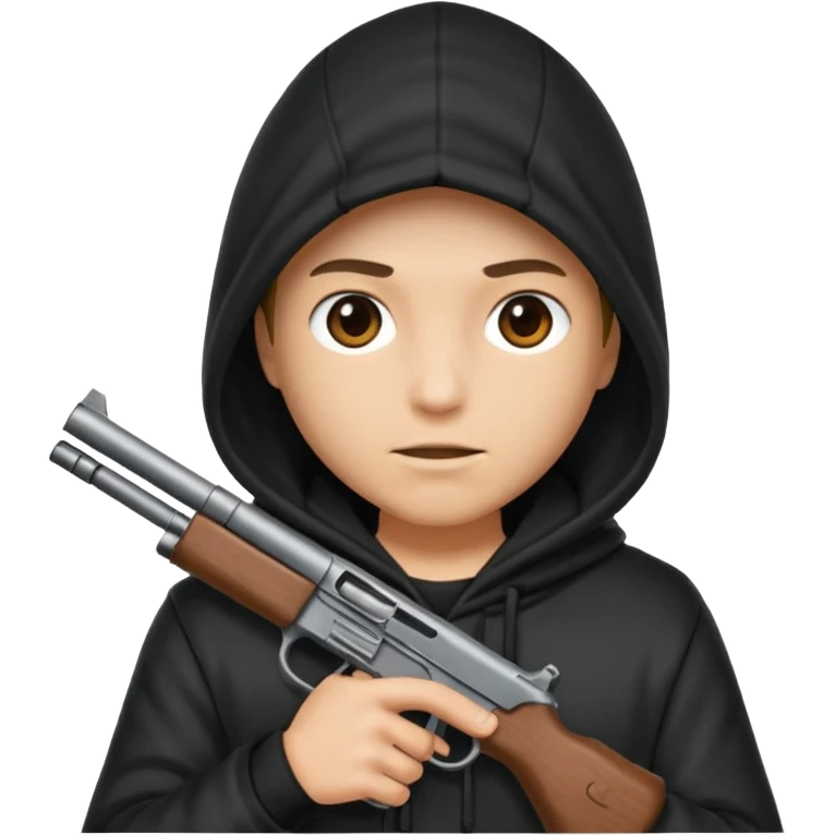 Una persona encapuchada con una pistola que no se ve a la cara emoji