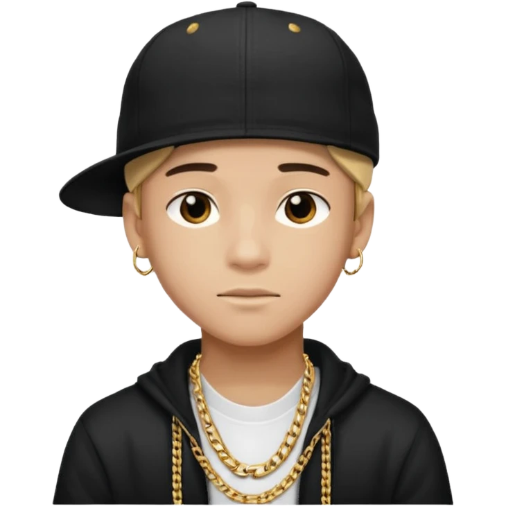 handsome boy with backside cap hip hop only neck  emoji