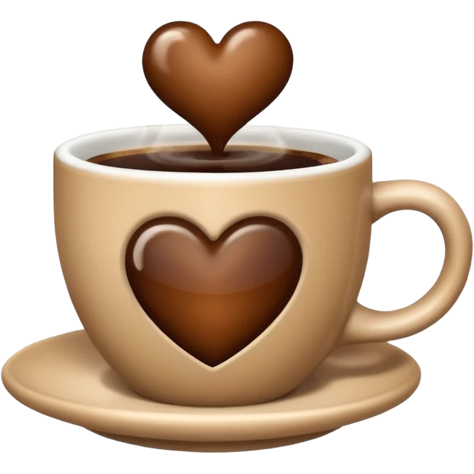Brown heart and coffee cup inside emoji