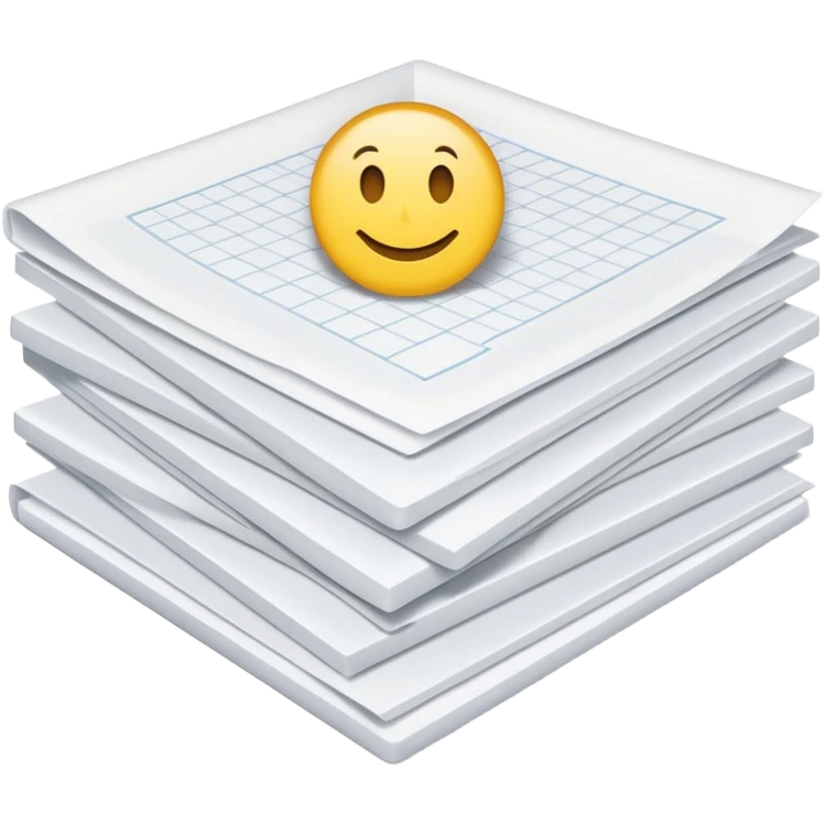 compact stack of clean white A4 sheets, squared edges, one corner slightly curled to suggest flexibility, thick even pile, slightly shadowed between layers, crisp unused office sheets, no wrapper, label, or extras, soft lighting, subtle shadows, emoji scale emoji