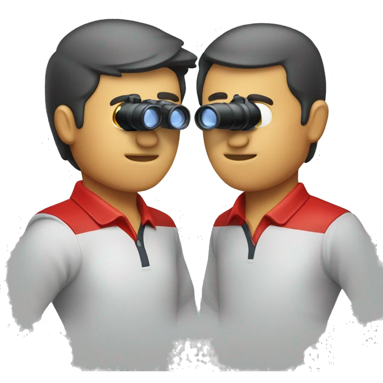 hombre con polo rojo y con binocular emoji