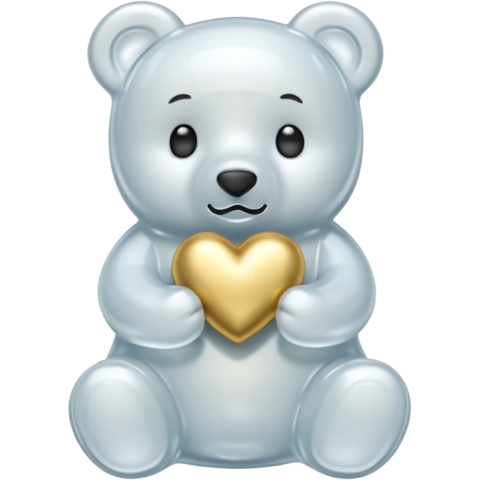 white gummy bear with gold heart emoji