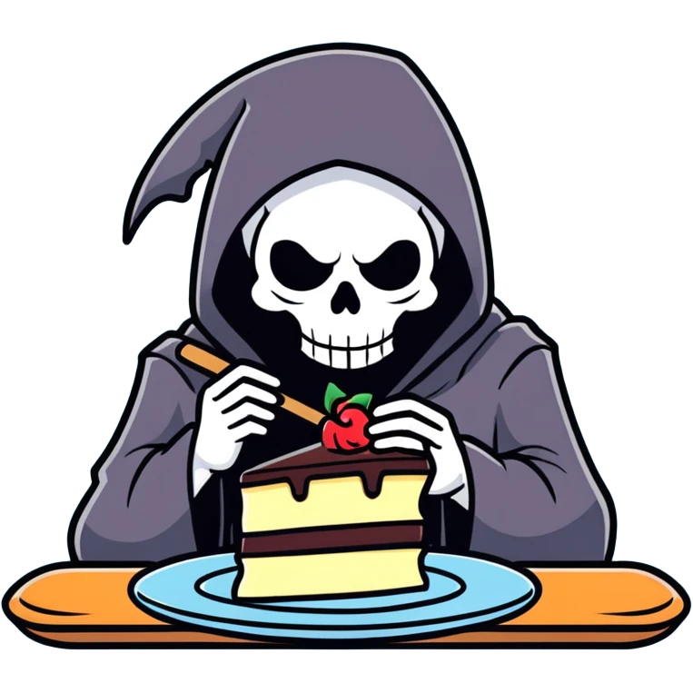 Grim reaper eating cake emoji