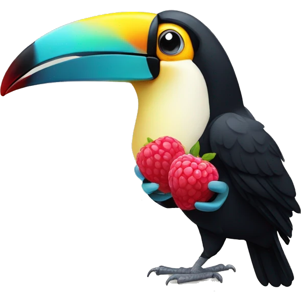 toucan holding a raspberry with its beak emoji