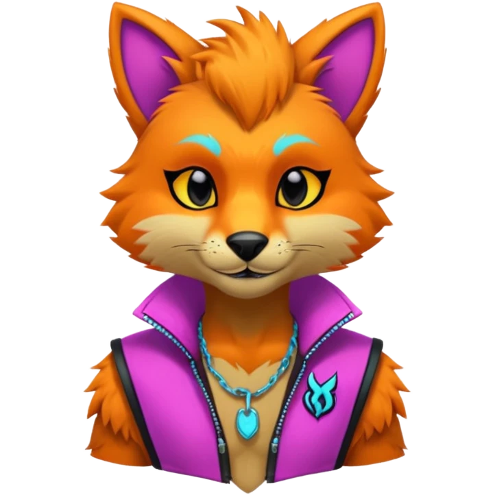 Anthropomorphic Anthro Furry edgy colorful neon-colored shiny punky badass cool stylish handsome smexy Animal-furry-fursona  (half body) emoji