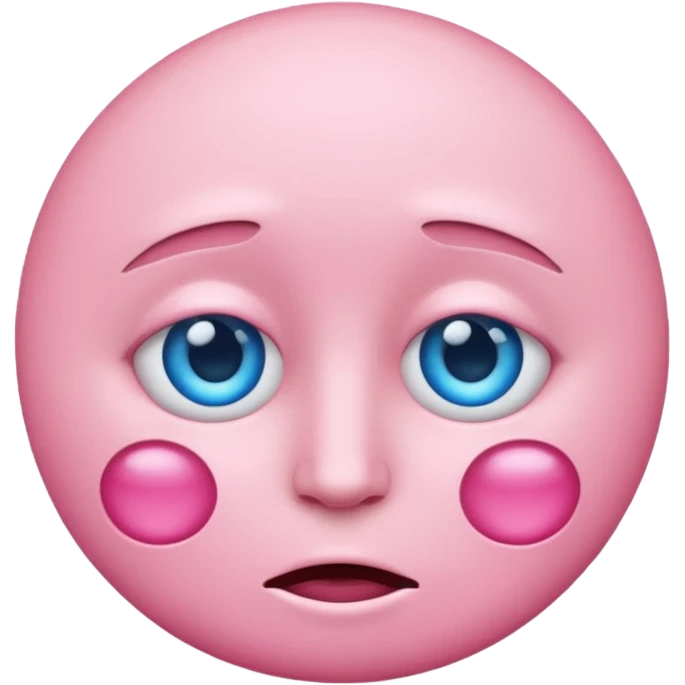 Pink face emoji with blue eyes with one hang under the face and one above  emoji