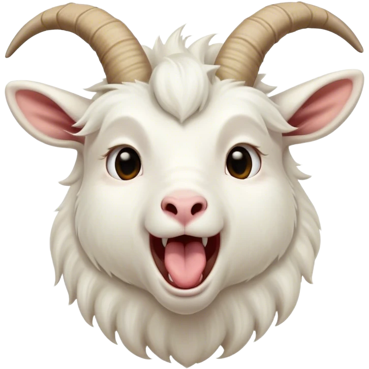 Cinematic Cute Yawning White Goat Portrait Emoji, Head tilted slightly with a dramatic, wide-open yawn, showcasing a soft, downy white fur with delicate horns and gently drooping ears, round eyes barely open in drowsy contentment, Simplified yet irresistibly adorable features, highly detailed, glowing with a soft, cozy glow, high shine, relaxed yet expressive, stylized with a touch of whimsy, bright and endearing, soft glowing outline, capturing the essence of a sleepy yet affectionate goat, so drowsy it feels like it could stretch out of the screen and curl up for a nap! emoji