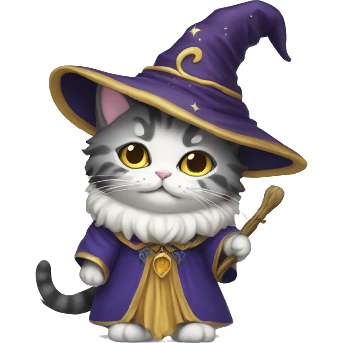 Wizard cat wearing a dress emoji