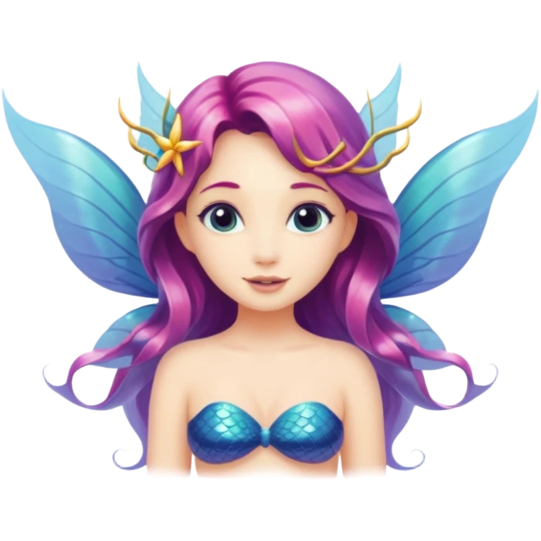 A mermaid that has fairy winged and fairfaced emoji