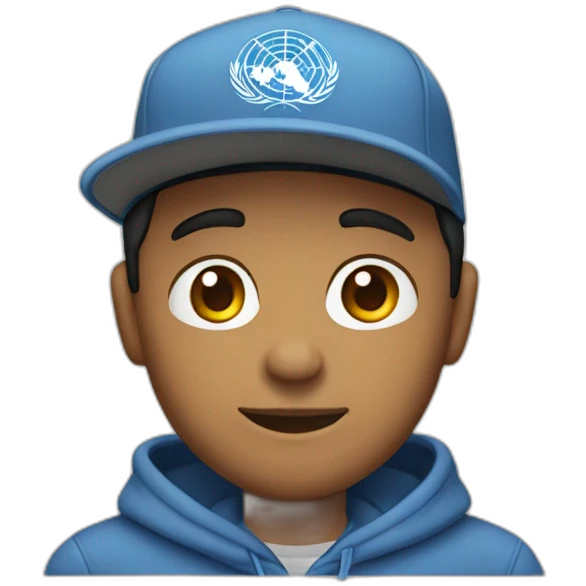 Un chico con sudadera, cabello un poco largo y gorra para atras emoji
