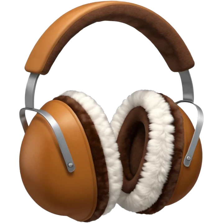 Warm brown white completely fluffy earmuffs emoji