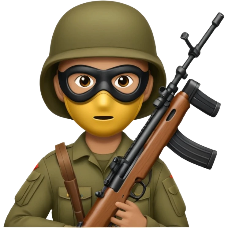 Soldier holding rifle with mask on
 emoji