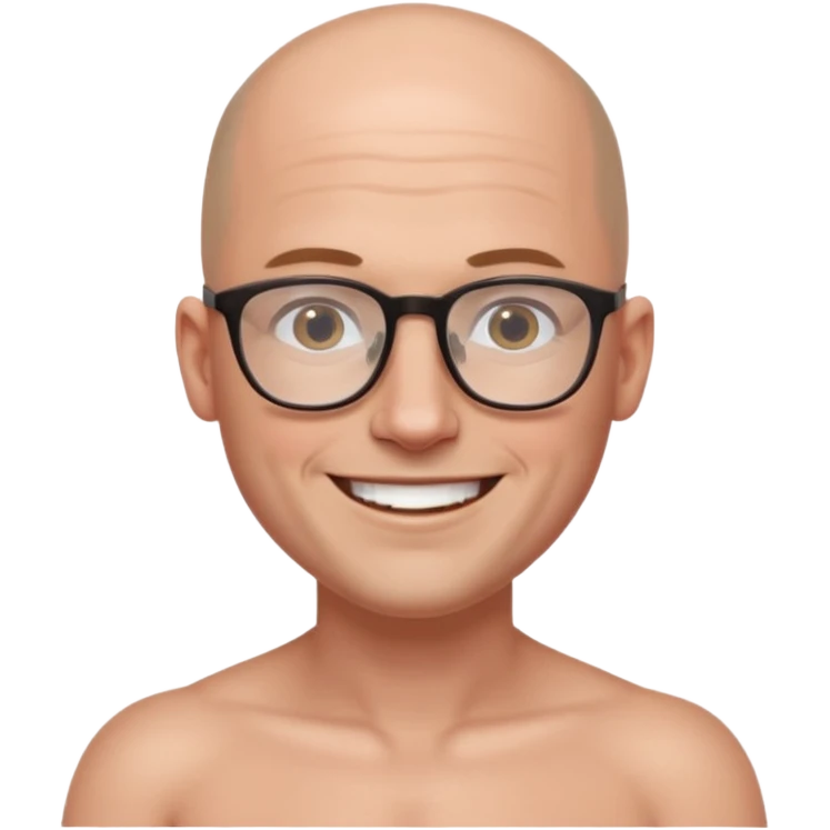 A sexy shirtless brunette with a bald man wearing glasses emoji