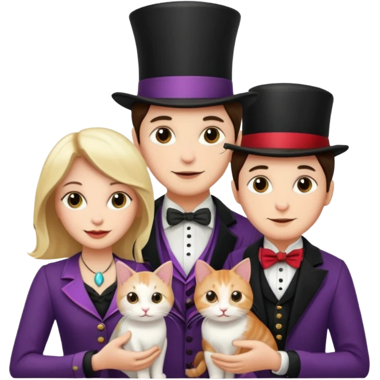 magician couple and their pet cat emoji