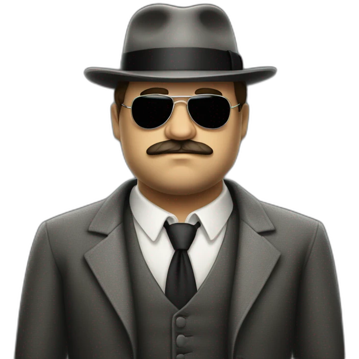 20s gangster full body, white man overweight fat mustache fedora emoji