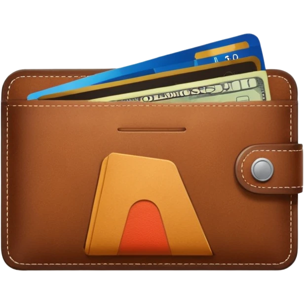 portefeuille marron avec billet et carte bancaire emoji
