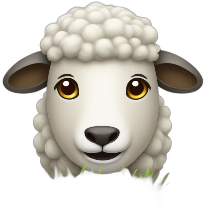 sheep with grass in mouth emoji