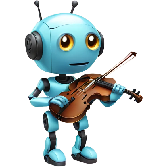cute robot holds a violin emoji