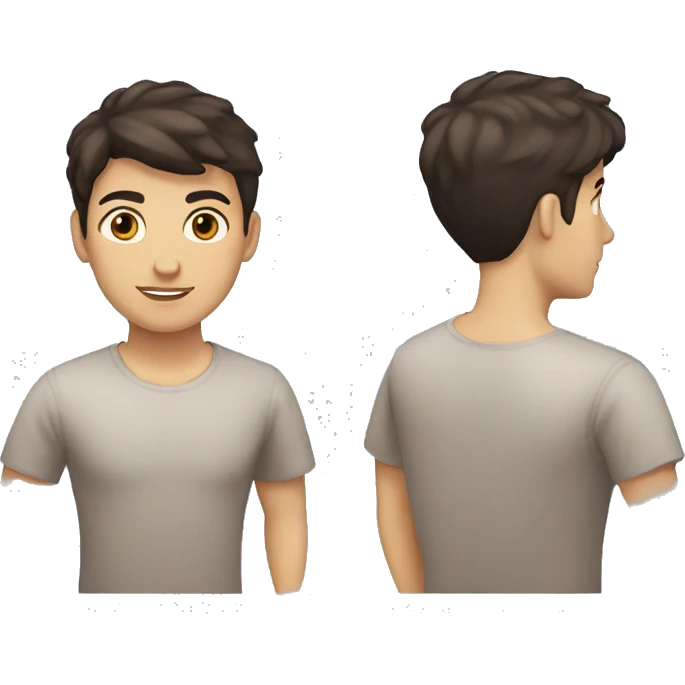 man , with a short dark brown hair , and brown eyes , and light skin with laptop emoji